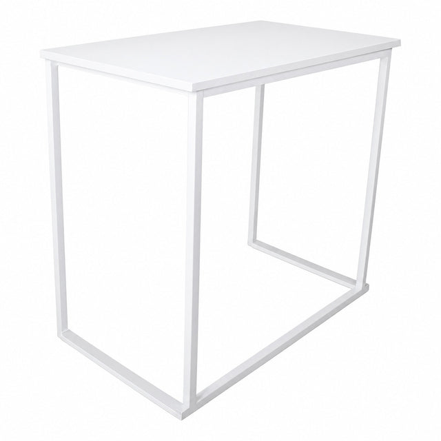 BARTIM 120x70cm – Weiße Melaminplatte und weißes Tischgestell, vollständiger Tisch ohne Bodenschatten