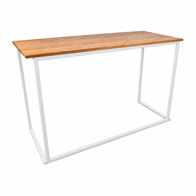 BARTIM 180x70cm – Holzplatte naturell und weißes Tischgestell, vollständiger Tisch ohne Bodenschatten