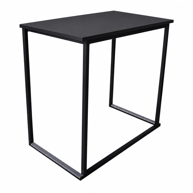 BARTIM 120x70cm – Schwarze Melaminplatte und schwarzes Tischgestell, vollständiger Tisch ohne Bodenschatten