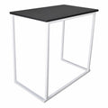 BARTIM 120x70cm – Schwarze Melaminplatte und weißes Tischgestell, vollständiger Tisch ohne Bodenschatten