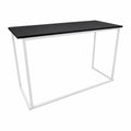 BARTIM 180x70cm – Schwarze Melaminplatte und weißes Tischgestell, vollständiger Tisch ohne Bodenschatten