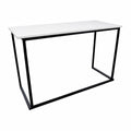 BARTIM 180x70cm – Weiße Melaminplatte und schwarzes Tischgestell, vollständiger Tisch ohne Bodenschatten
