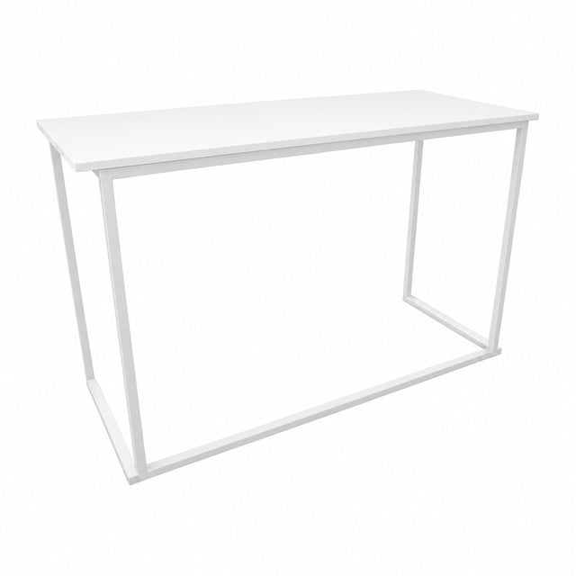 BARTIM 180x70cm – Weiße Melaminplatte und weißes Tischgestell, vollständiger Tisch ohne Bodenschatten