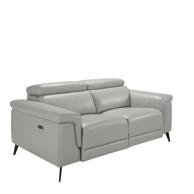 RENVOR Ledersofa Grau 2-Sitzer