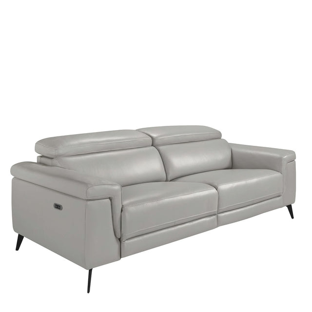 RENVOR Ledersofa Grau 3-Sitzer
